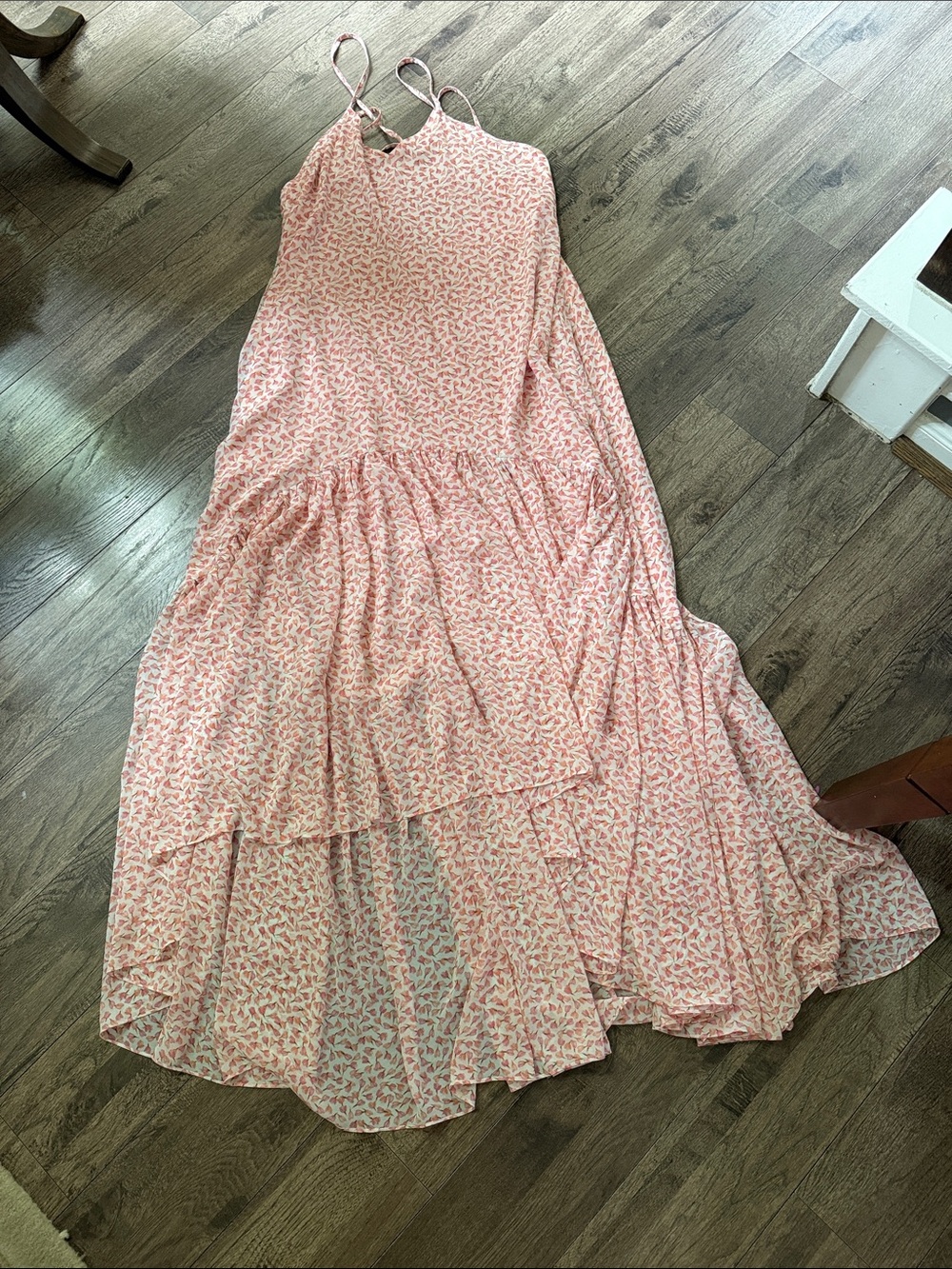 Perrin&Co Asymmetrical Tiered Maxi Dress